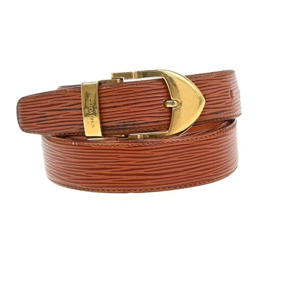 LOUIS VUITTON Logo Ceinture Classic Belt Epi Leather Size 110 44 Brown 04EE738 - Picture 1 of 14
